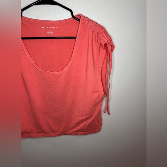 NWOT XL American Eagle Orange Cinched Sleeveless Shirt - Picture 3 of 8